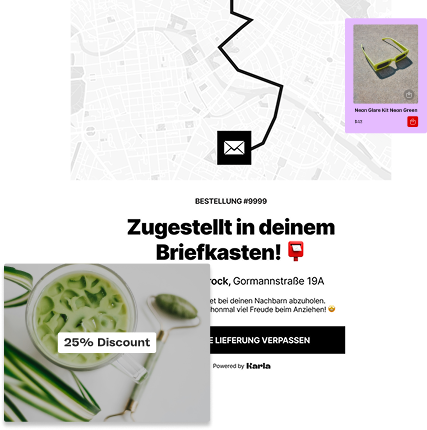 Delivery notification with 25% discount